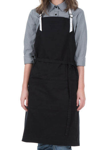 HARPER BIB APRON-JET Black Denim 