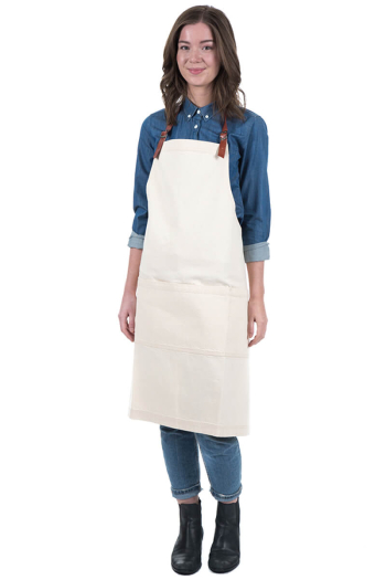 HARPER BIB APRON-Sand Denim 