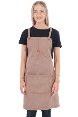 WESTY BIB APRON- Mocha Denim