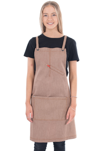 WESTY BIB APRON- Mocha Denim