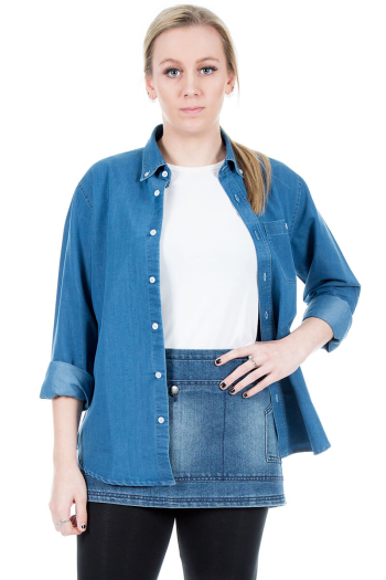 WOMAN'S CLAY- LONG SLEEVE DENIM SHIRT 