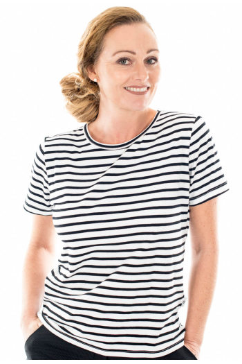 WOMAN'S RIVER T-SHIRT- Black and White Stripe
