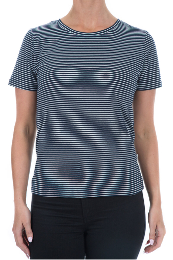 WOMAN'S DEVLIN T-SHIRT- Navy and White Stripe