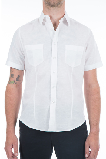 MEN'S JAMES SHIRT-White Linen Blend 